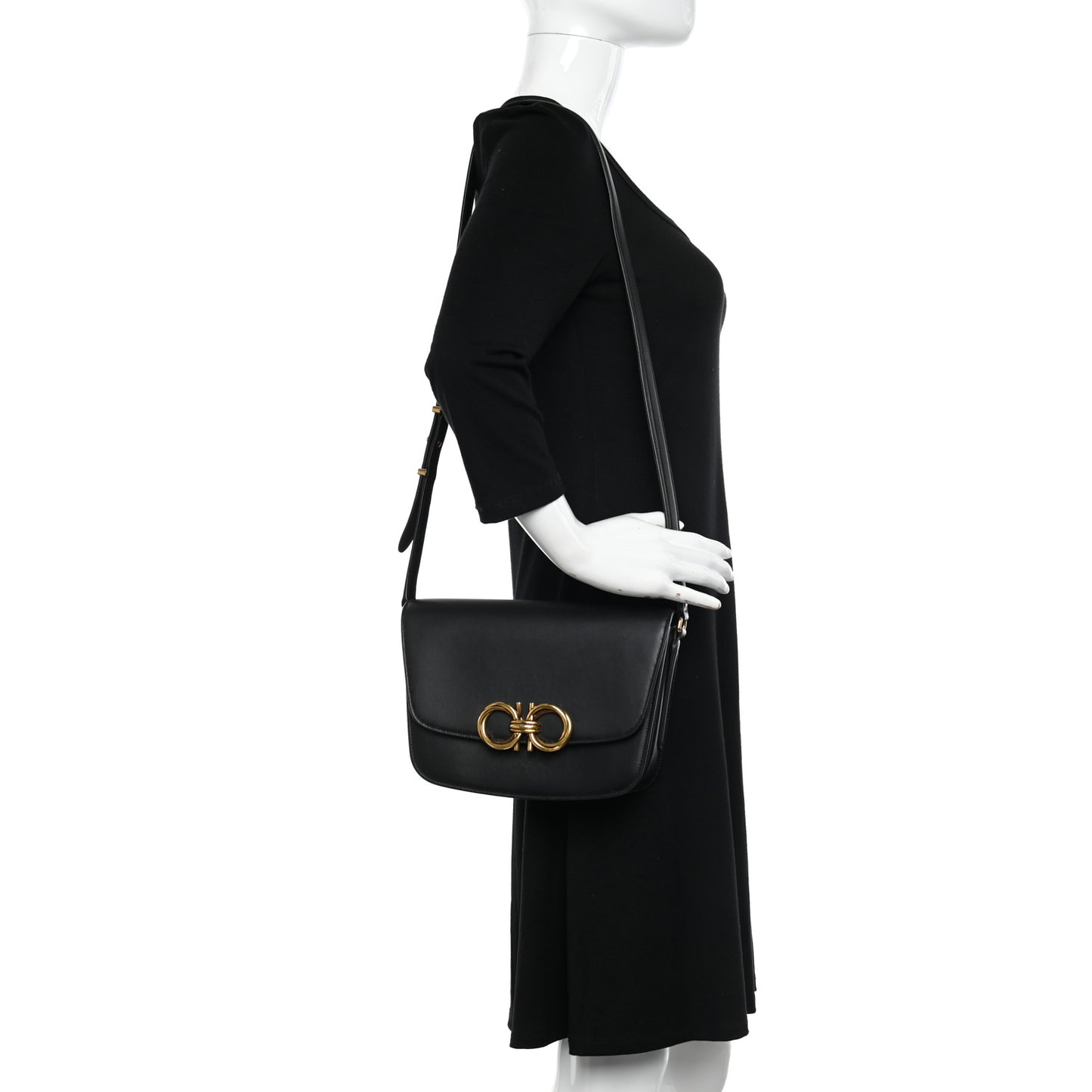 Calfskin Trapezio Crossbody Black