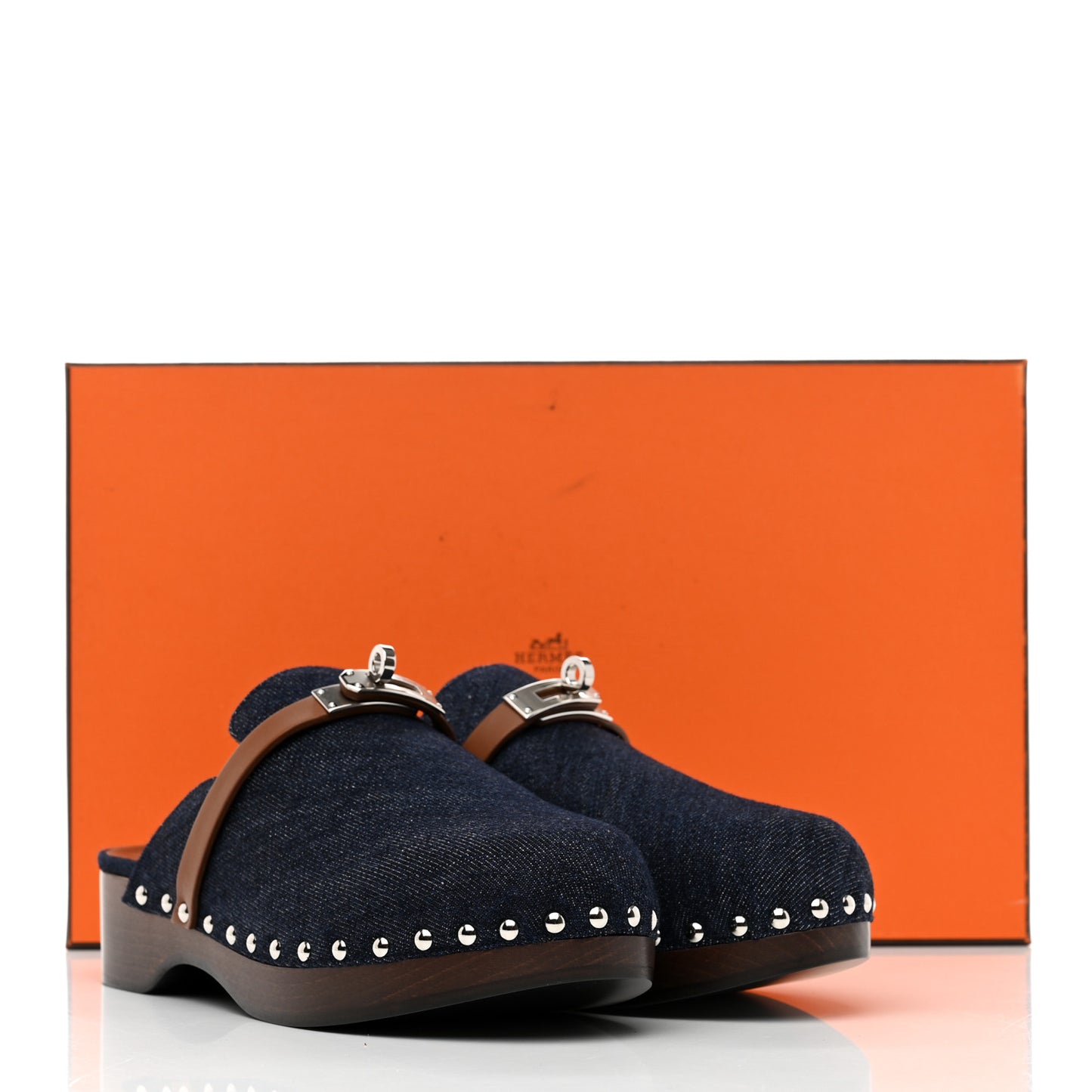 Denim Carlotta Mules 38 Bleu Brut Gold