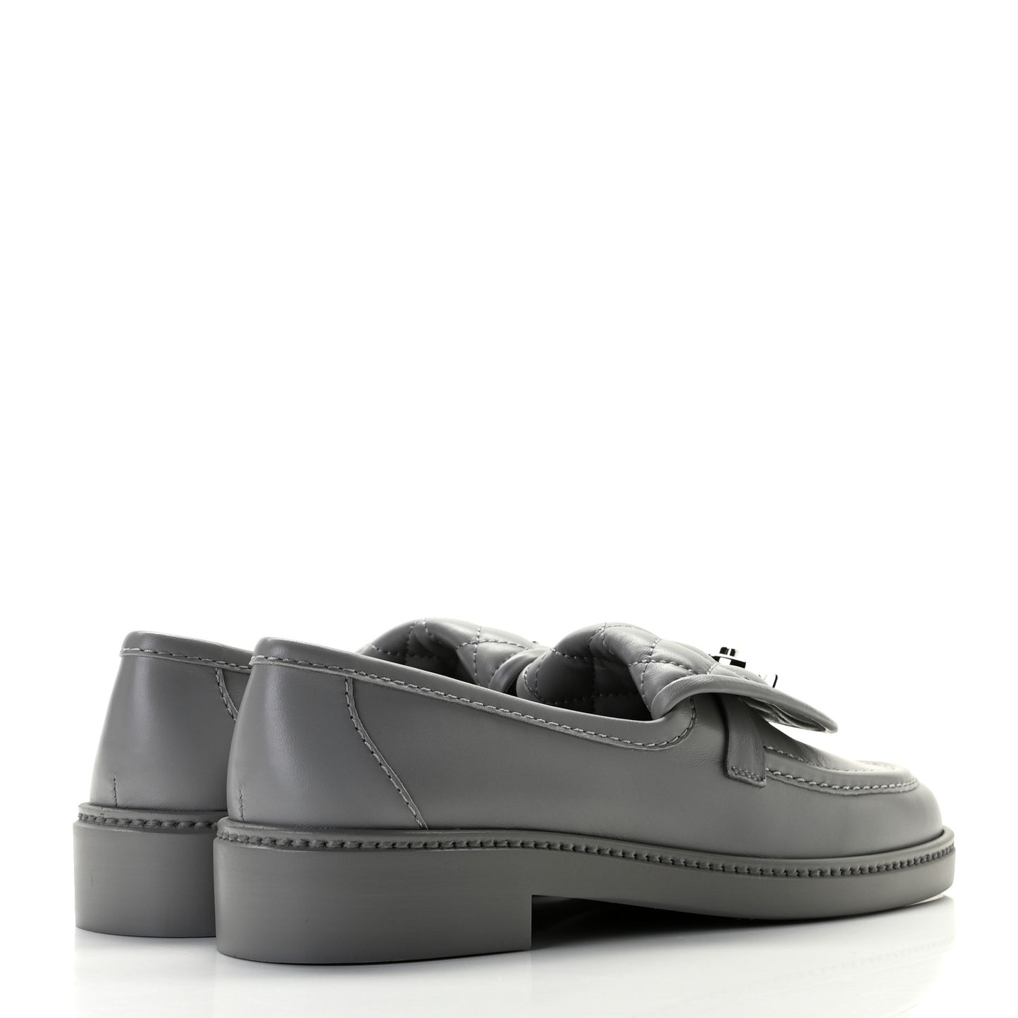 Lambskin Quilted CC Turnlock Loafers 38 Grey