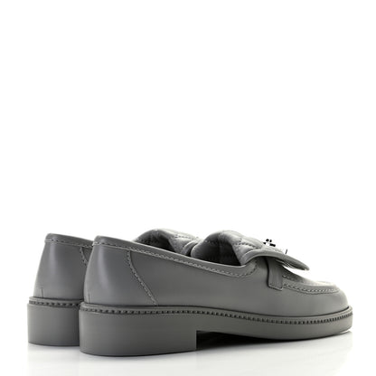 Chanel Lambskin Quilted CC Turnlock Loafers 38 Grey 4 of 9