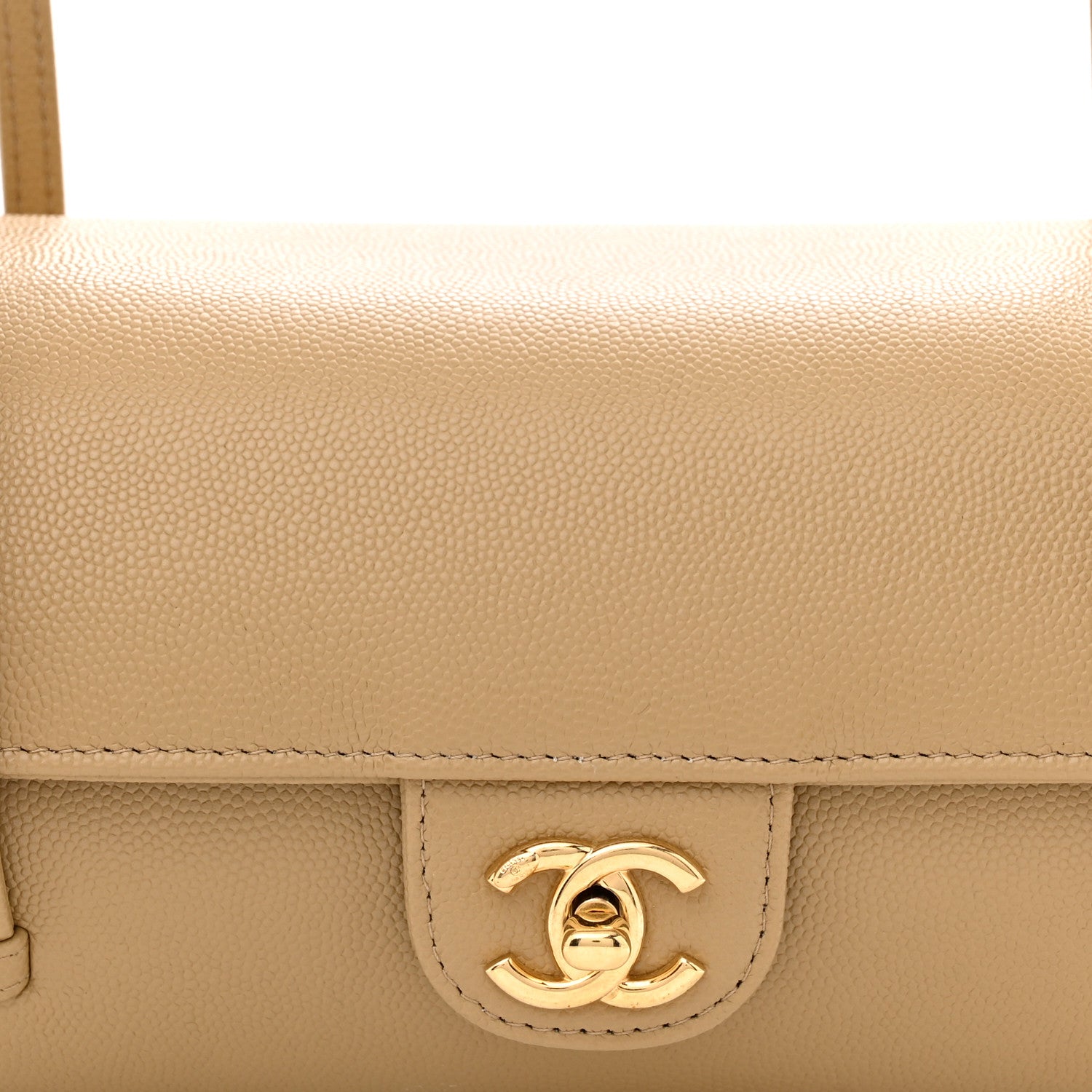Chanel Shiny Caviar Preppy Coco Small Bowling Bag Dark Beige 8 of 11