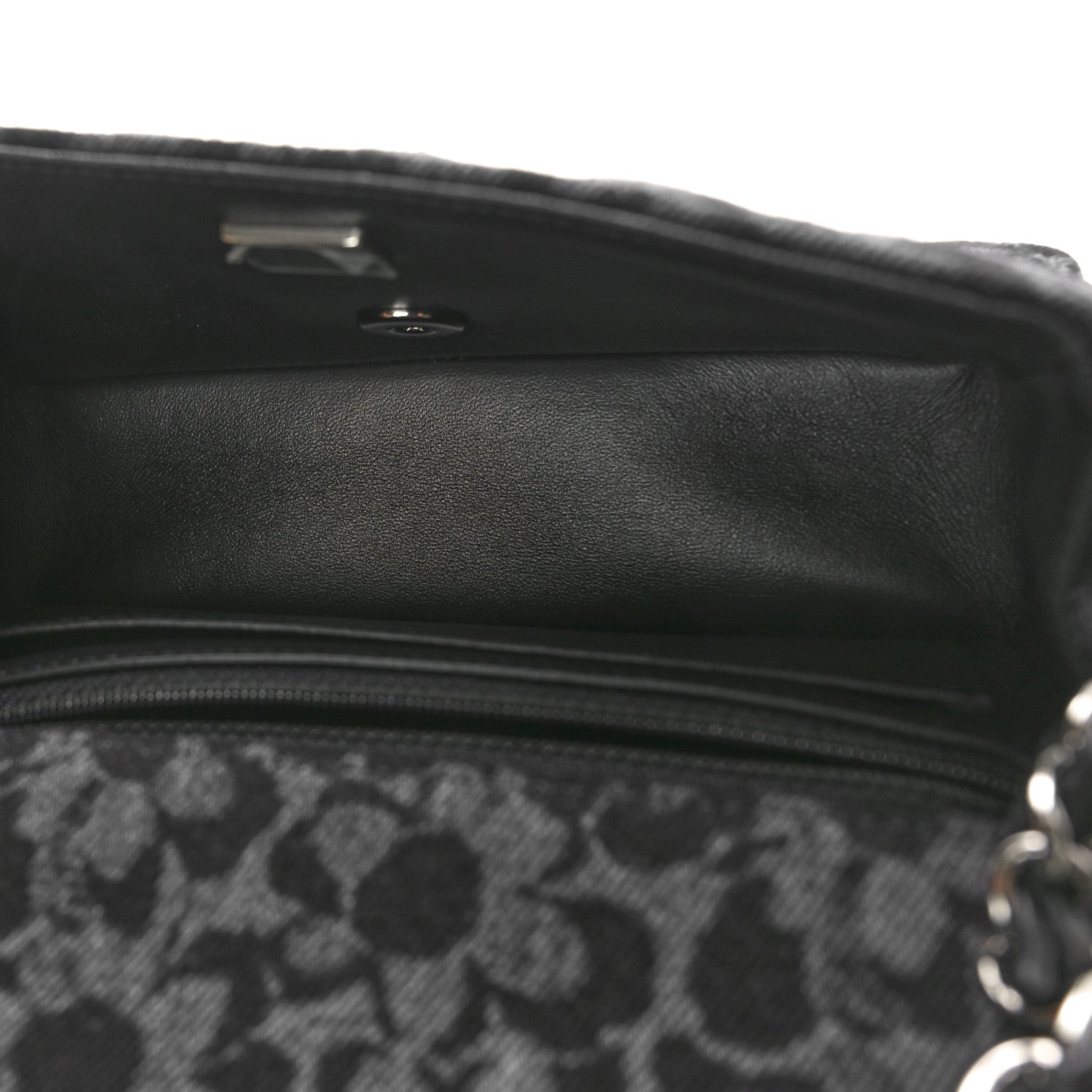 Chanel Printed Denim Quilted Flower Mini Rectangular Flap Black 5 of 11