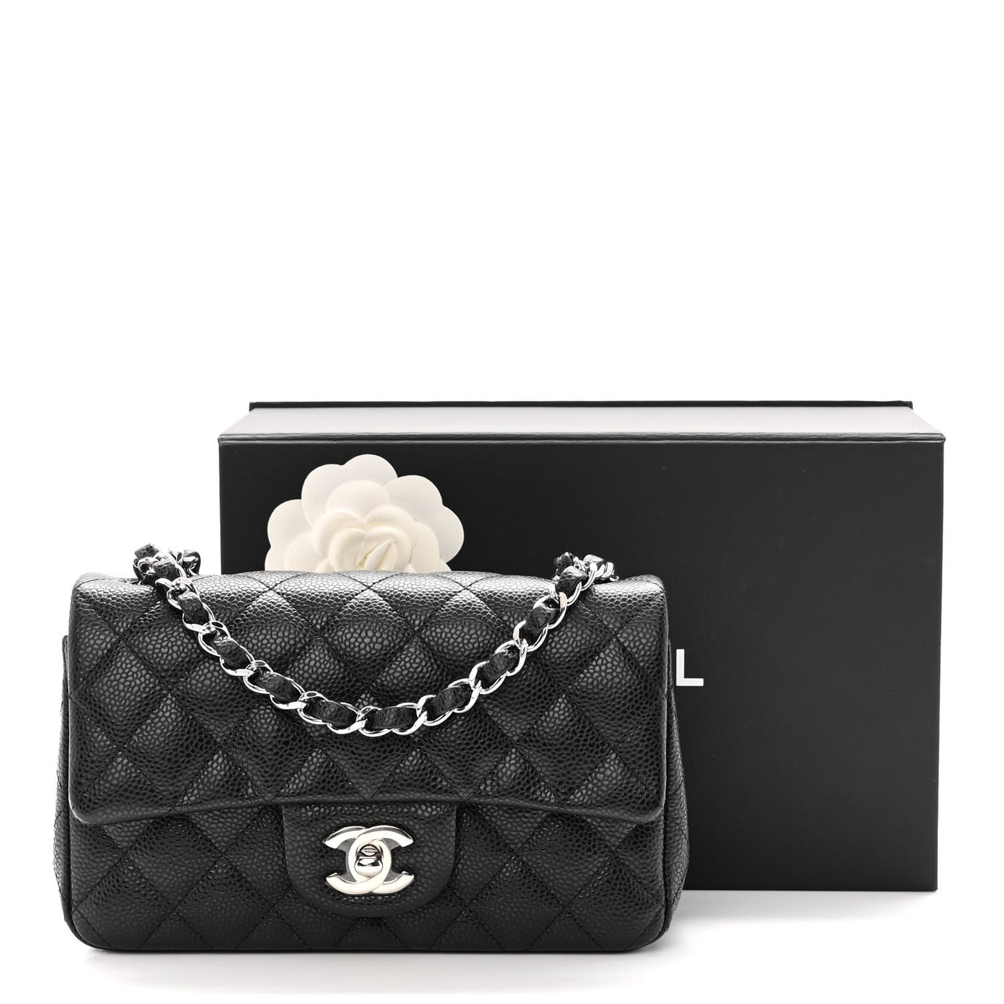 Caviar Quilted Mini Rectangular Flap Black
