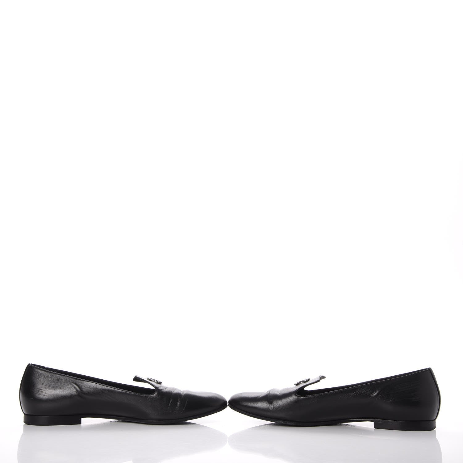 Chanel Lambskin CC Loafers 36.5 Black 6 of 13
