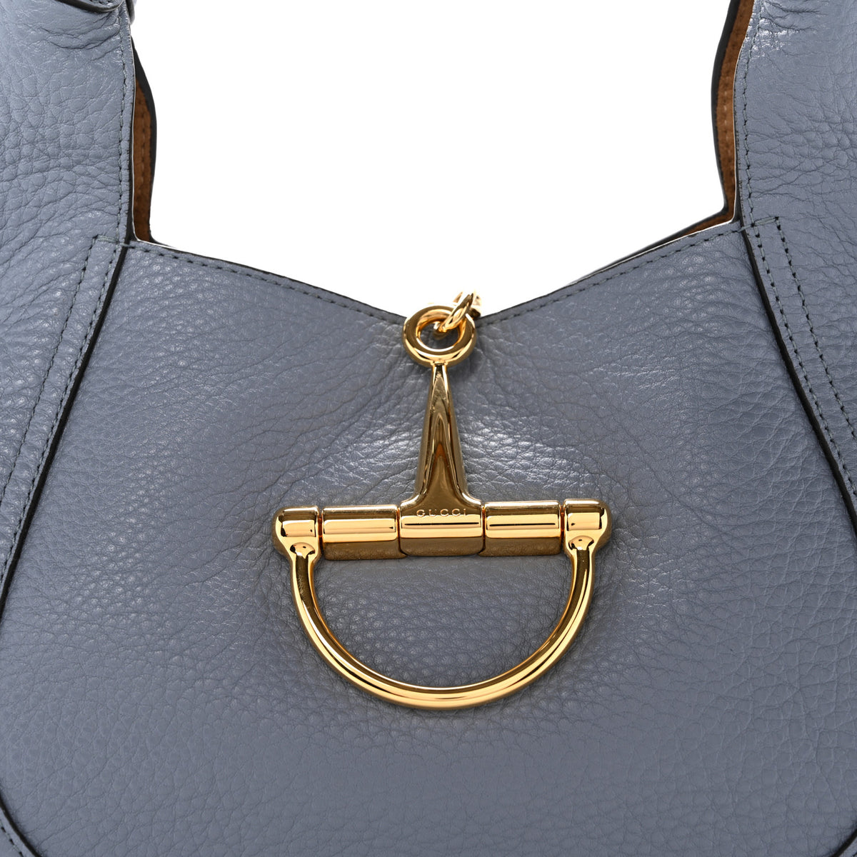 Gucci Grained Calfskin Softbit Medium Shoulder Bag Dusty Blue 8 of 12