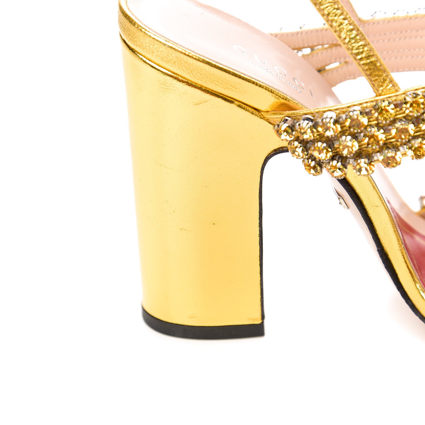 Nappa Silk Crystal Bertie High Heel Sandals 36.5 Gold