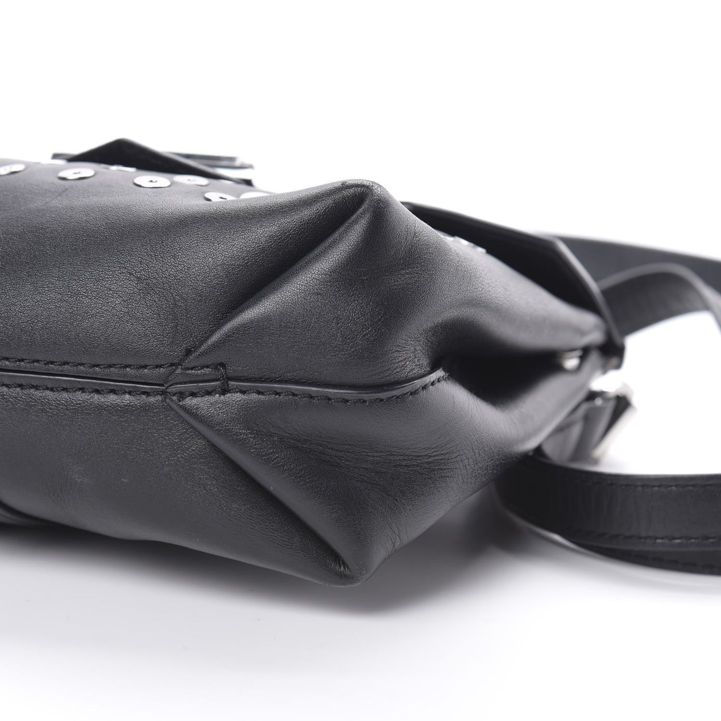 Lambskin Small Eyelets Marion Tote Black Silver Hardware