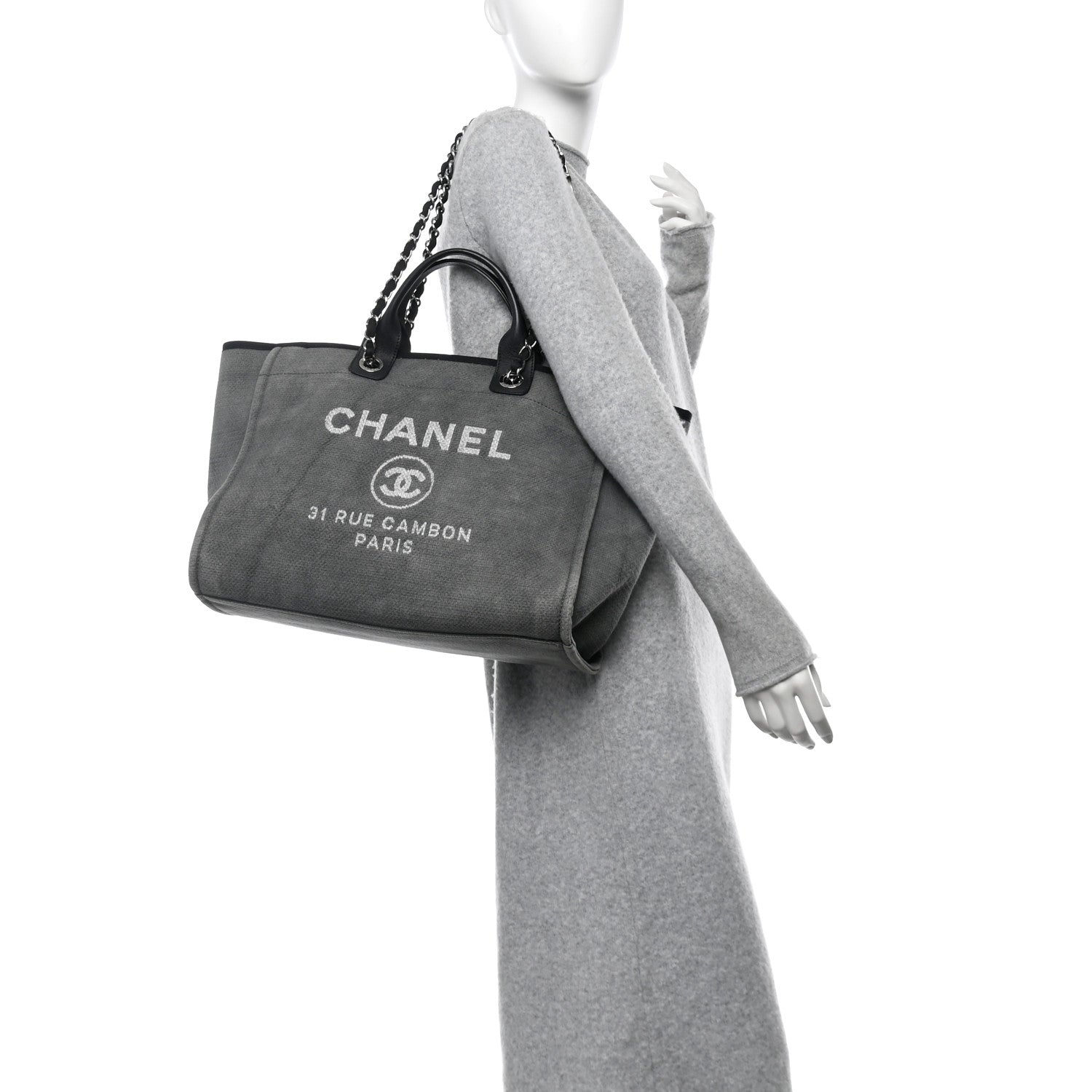Chanel Canvas Medium Deauville Tote Grey 2 of 11