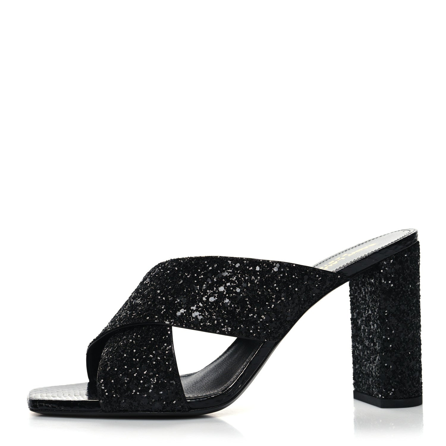 Saint Laurent Glitter LouLou 70 Mule Sandals 40.5 Black 1 of 9