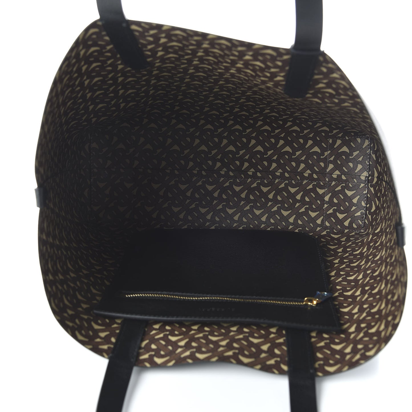 Calfskin TB Motif Embossed Medium Tote Black