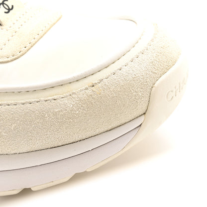 Chanel Suede Calfskin Fabric CC Sneakers 39.5 White 20 of 28