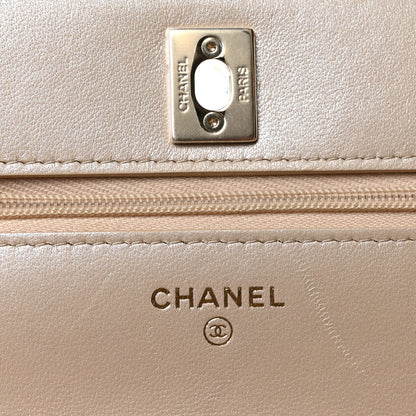 Chanel Pearly Lambskin Quilted Charms Wallet On Chain WOC Beige 6 of 12
