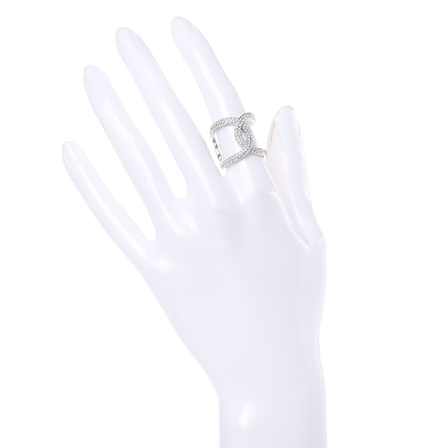 Chanel Crystal CC Ring 5.5 Silver 2 of 5