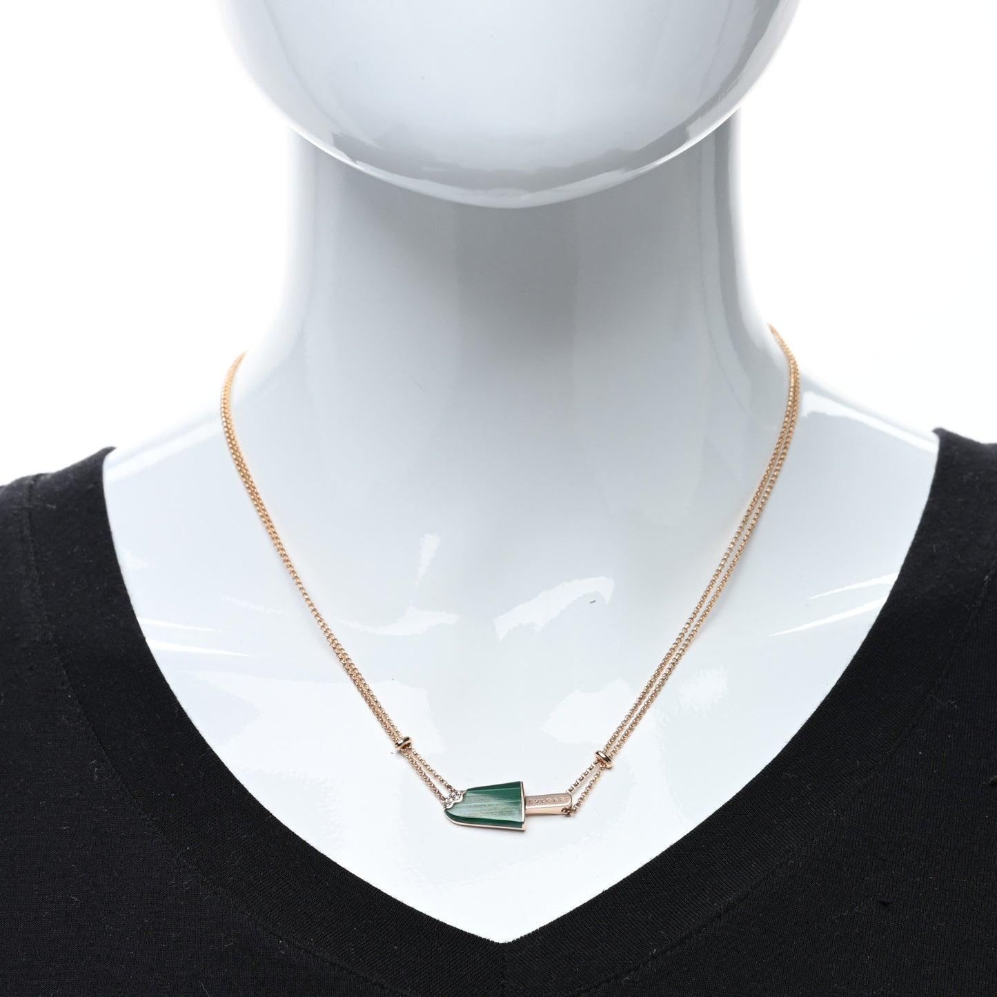 18K Rose Gold Diamond Malachite Gelati Necklace