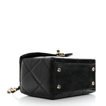 Chanel Shiny Calfskin Quilted Small CC Top Handle Box Bag Black 4 of 11