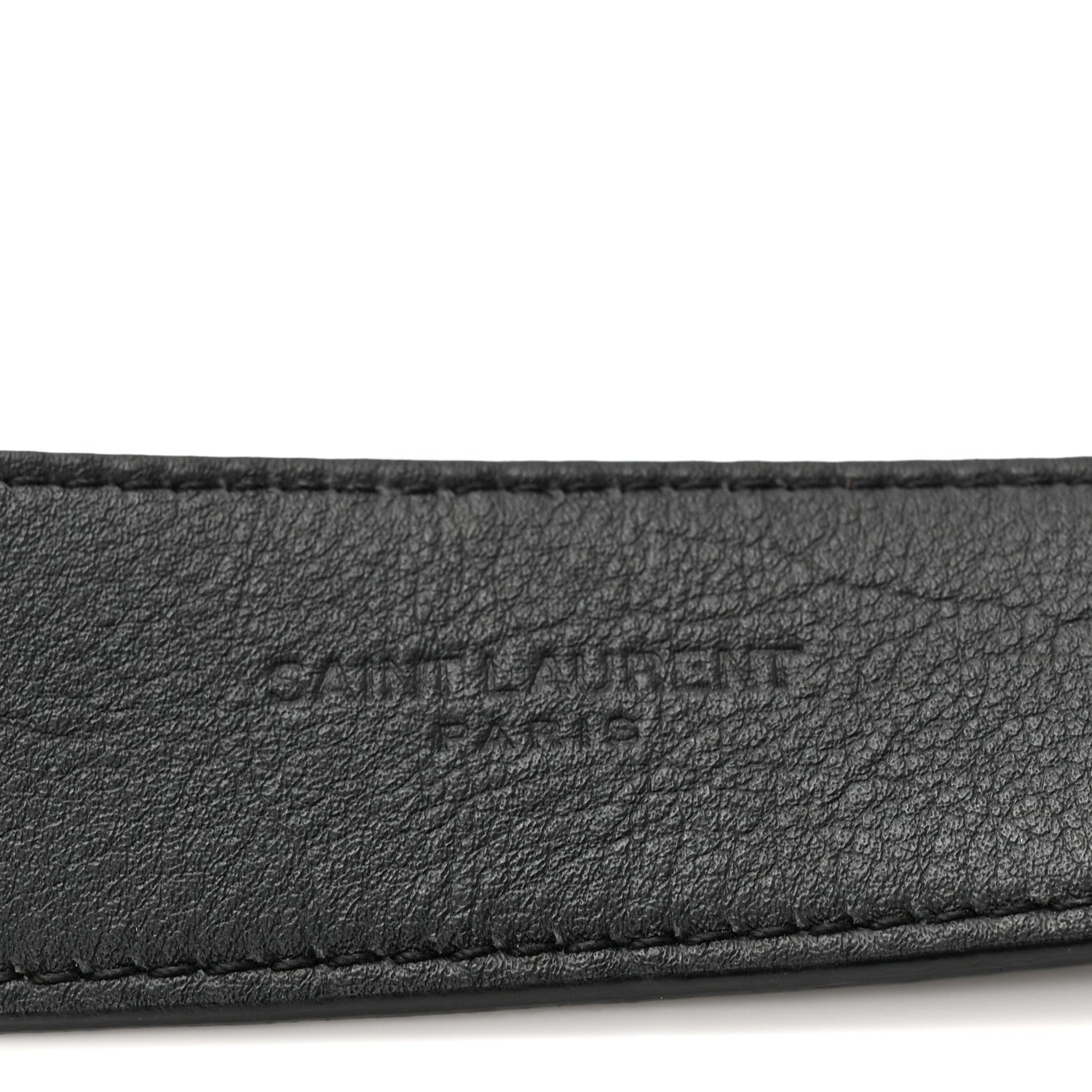 Saint Laurent Grained Calfskin Monogram Cassandre Square Buckle Belt 90 36 Black 3 of 7