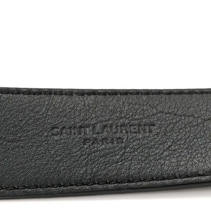 Saint Laurent Grained Calfskin Monogram Cassandre Square Buckle Belt 90 36 Black 3 of 7
