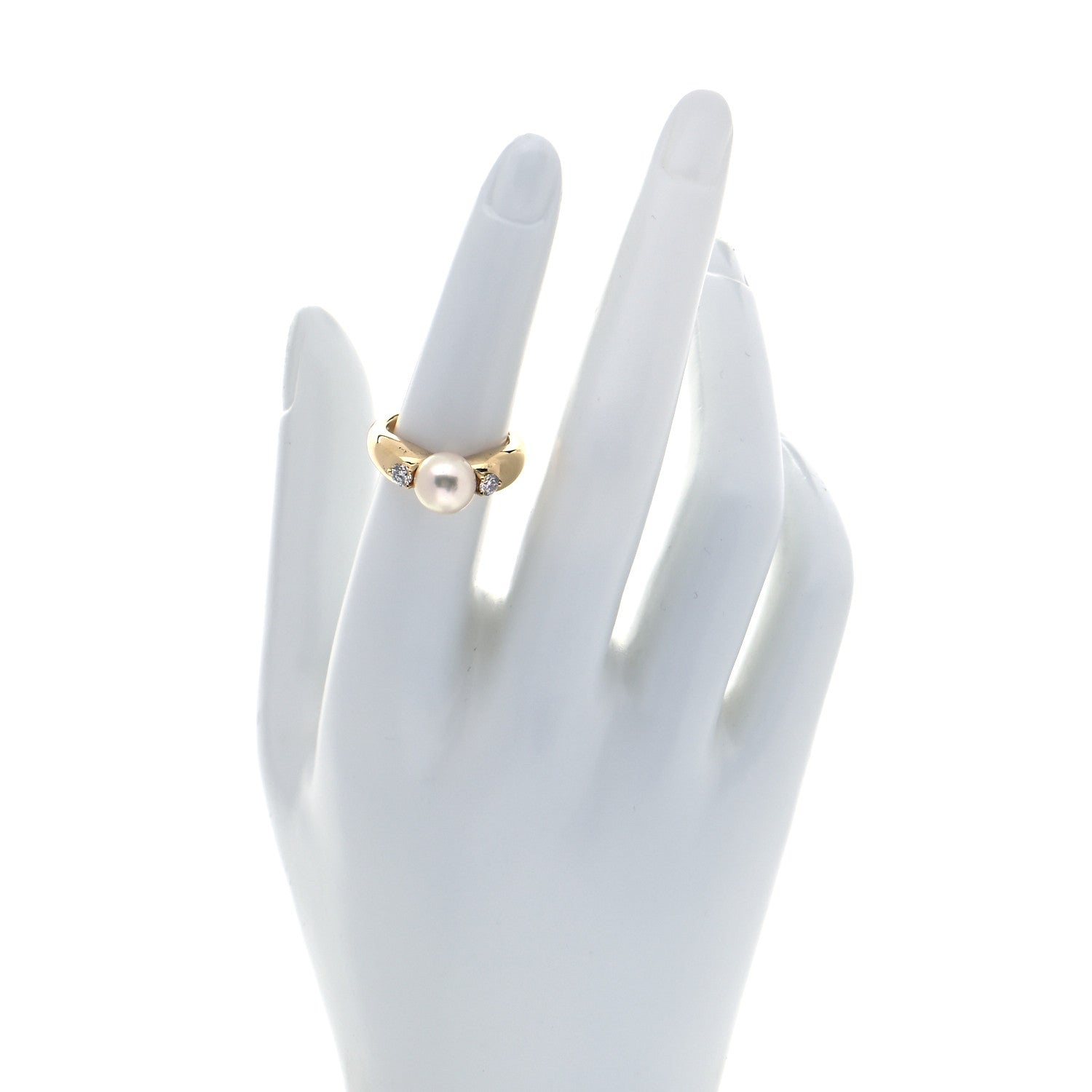 Mikimoto 18K Yellow Gold Diamond Pearl 8mm Ring 52 6 2 of 4