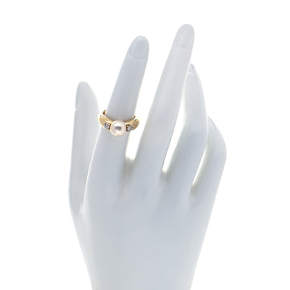 Mikimoto 18K Yellow Gold Diamond Pearl 8mm Ring 52 6 2 of 4