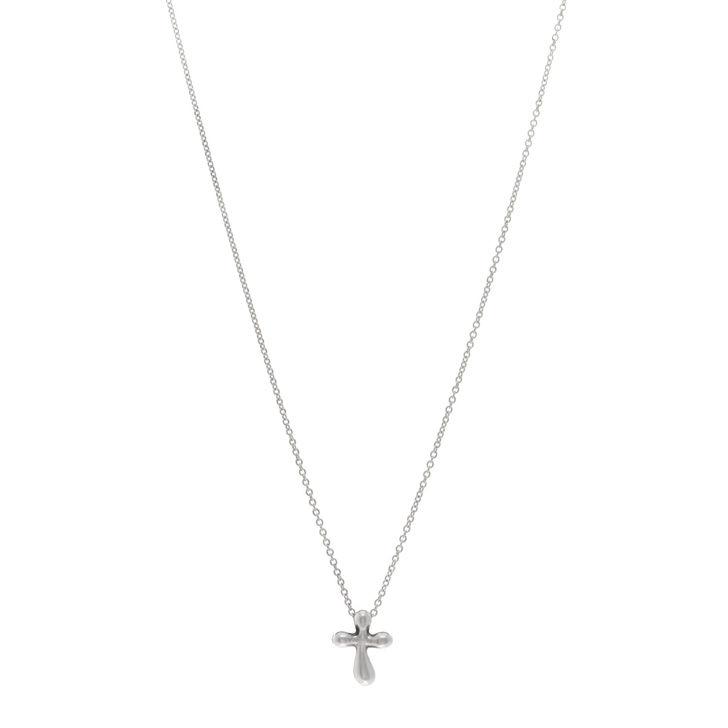 Tiffany Sterling Silver 12mm Elsa Peretti Cross Pendant Necklace 1 of 4