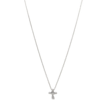 Tiffany Sterling Silver 12mm Elsa Peretti Cross Pendant Necklace 1 of 4