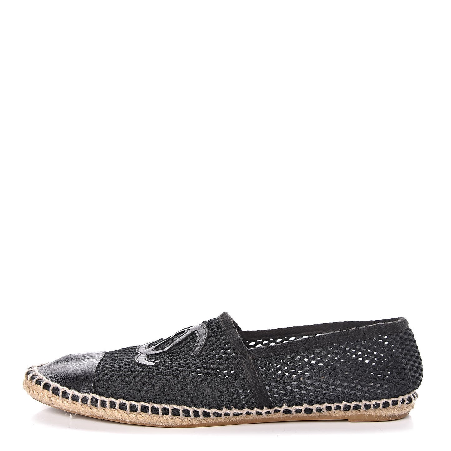 Mesh Lambskin Espadrilles 40 Black
