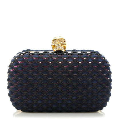 Alexander McQueen Suede Fish Scale Skull Box Clutch 1 of 9
