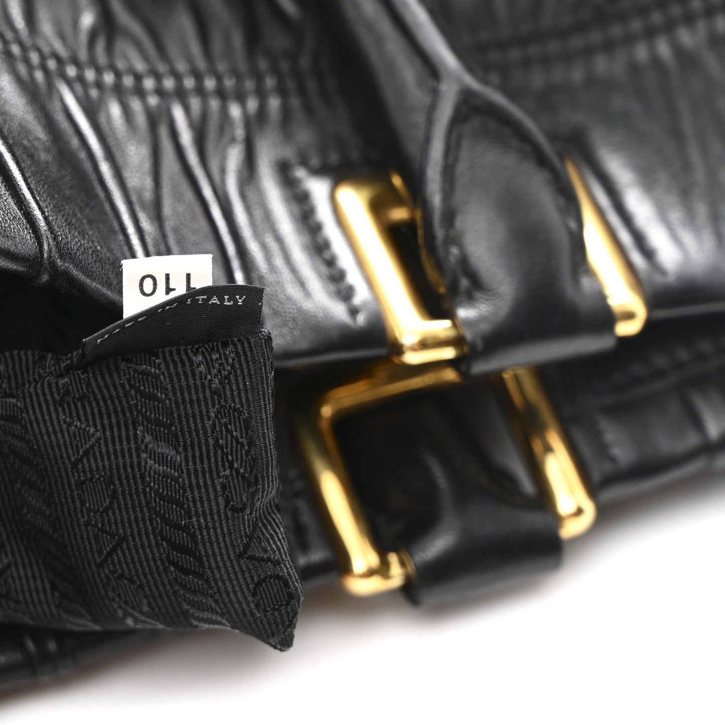 Nappa Gaufre Top Handle Satchel Black