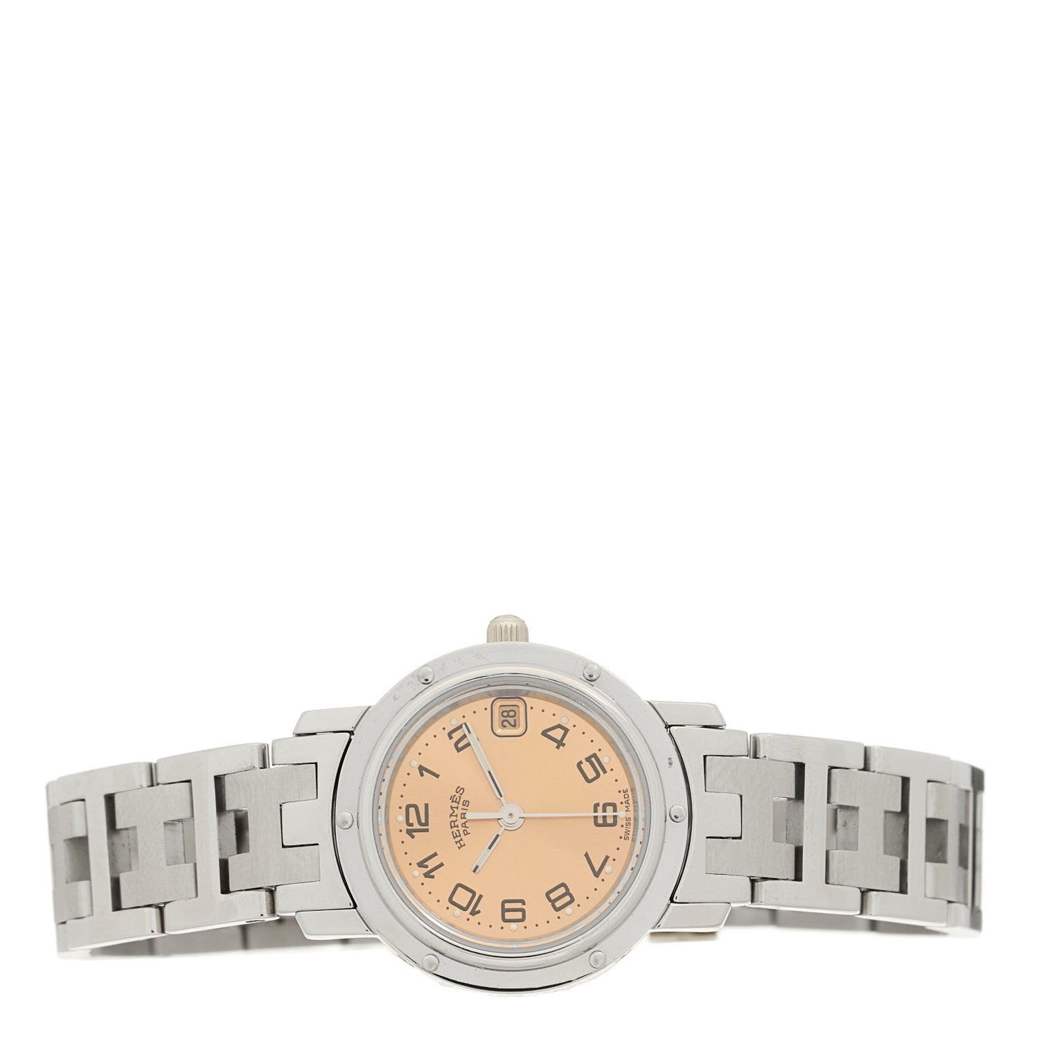 Hermes Stainless Steel 24mm Clipper Quartz Watch Pink 2 of 4