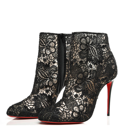 Christian Louboutin Mesh Guipure Wax Lace Kid Miss Tennis 100 Ankle Boots 40.5 Black 2 of 7
