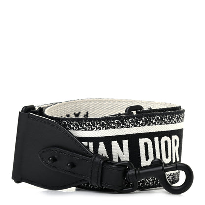 Christian Dior Canvas Embroidered Shoulder Strap Black Ultramatte 1 of 4