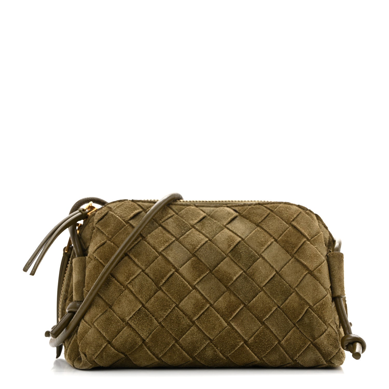 Bottega Veneta Suede Intrecciato Concert Pouch Mud 1 of 11