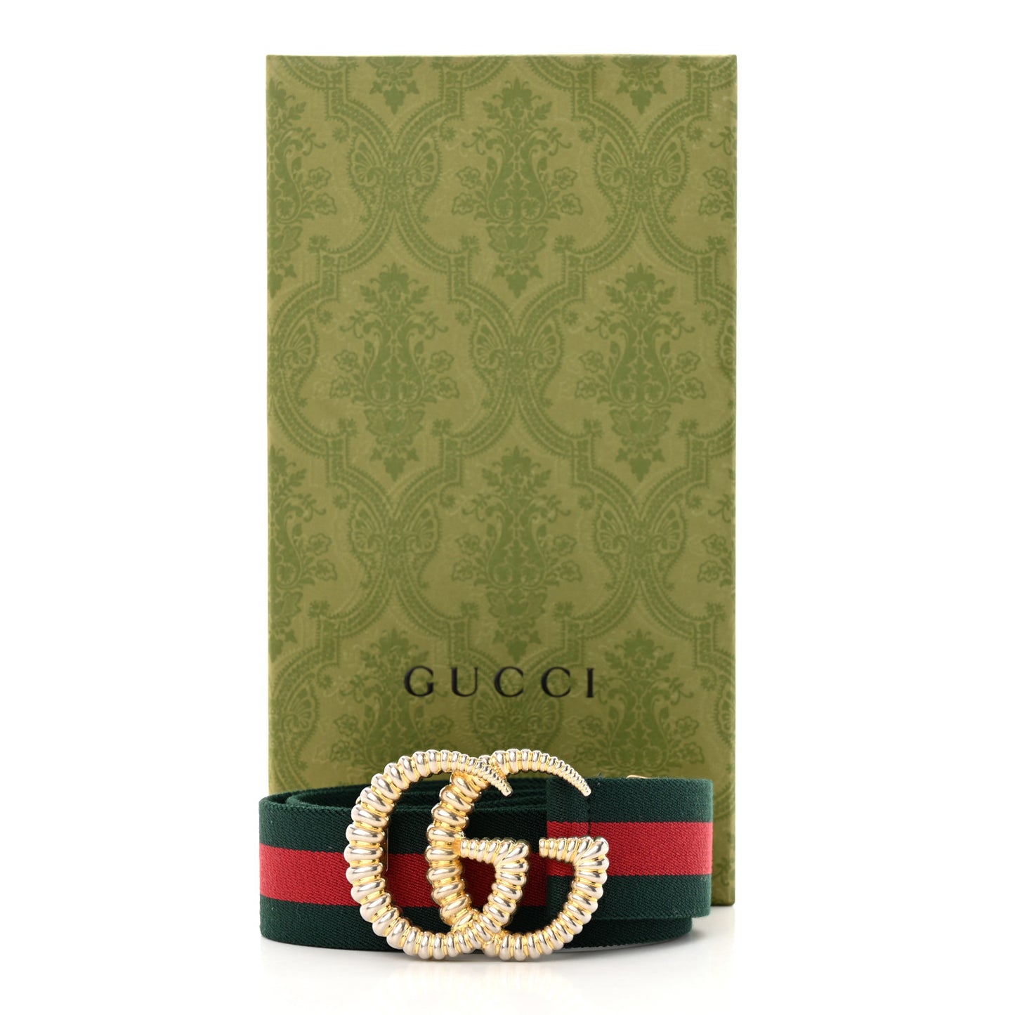 Canvas Torchon Double G Web Belt 85/34 Verde
