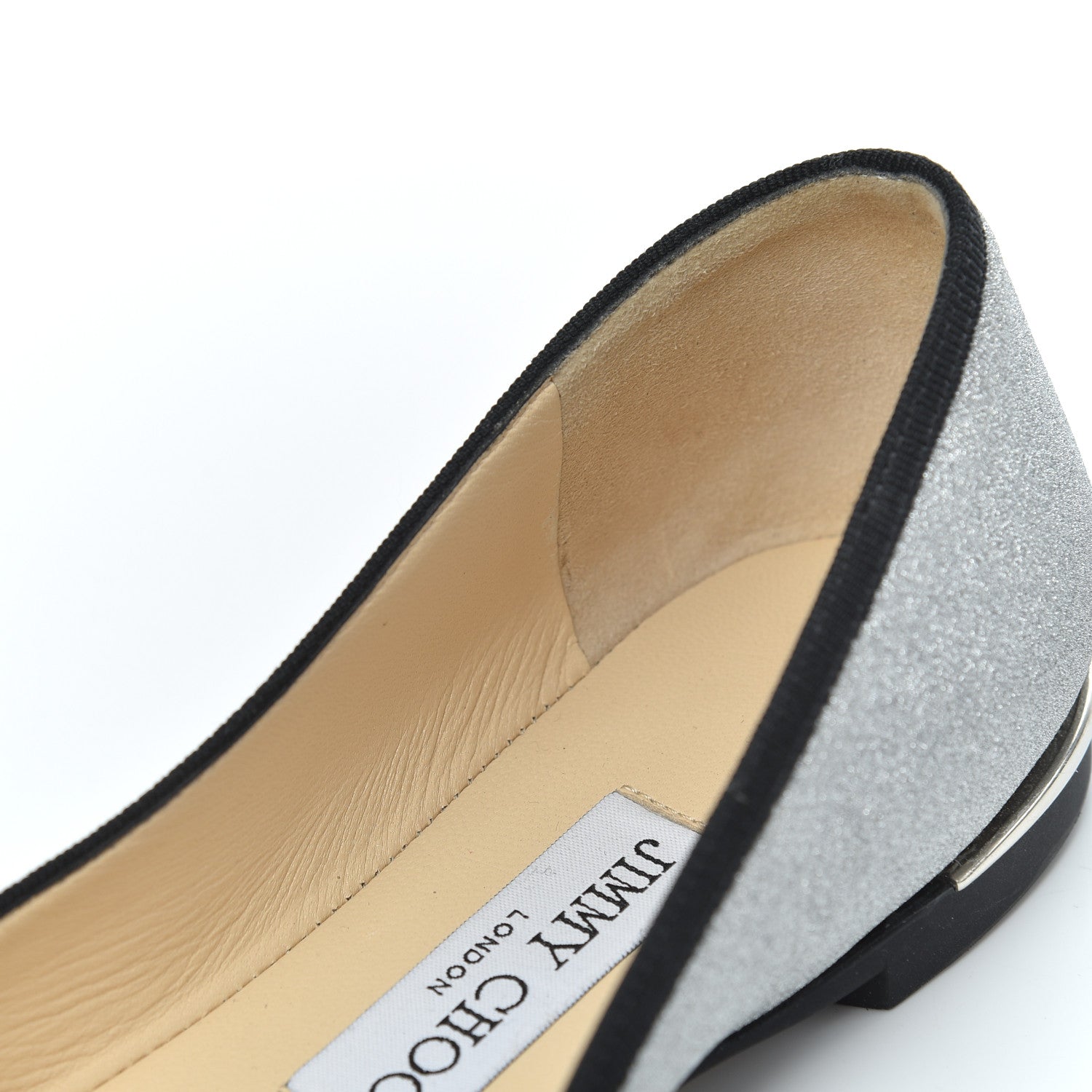 Jimmy Choo Dusty Glitter Ballet Flats 37 Silver 11 of 17
