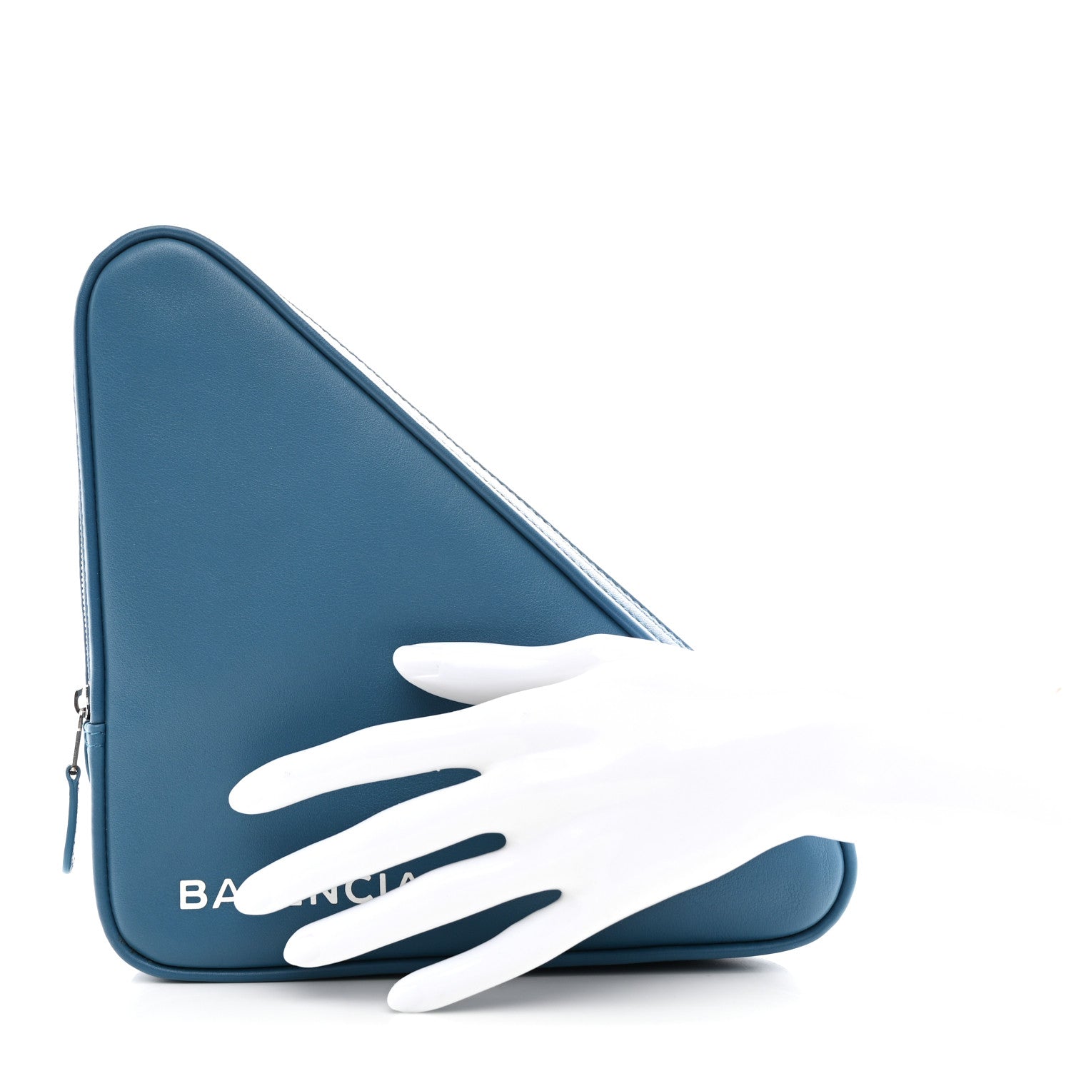 Balenciaga Calfskin M Triangle Pouch Bleu Persan 2 of 7