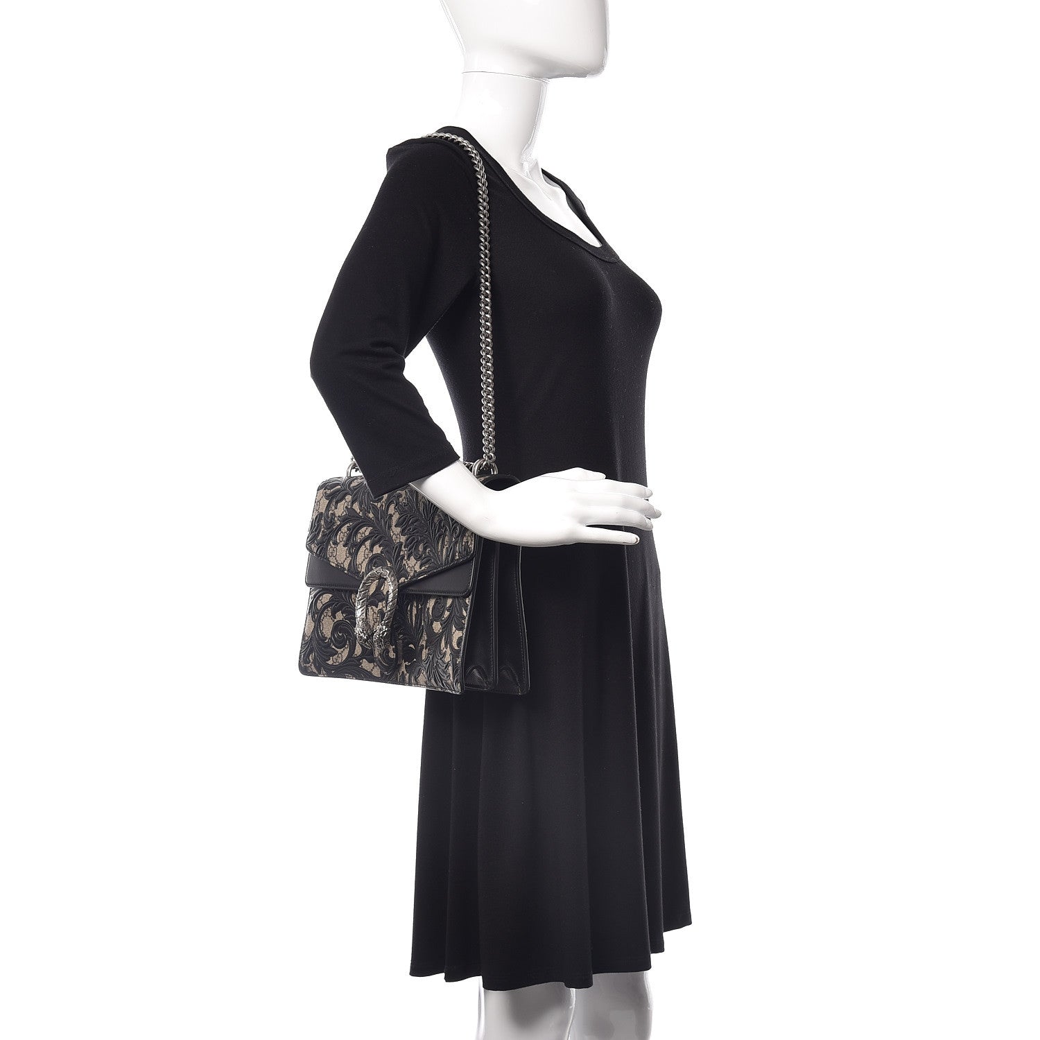Gucci GG Supreme Monogram Arabesque Medium Dionysus Shoulder Bag Black 3 of 10