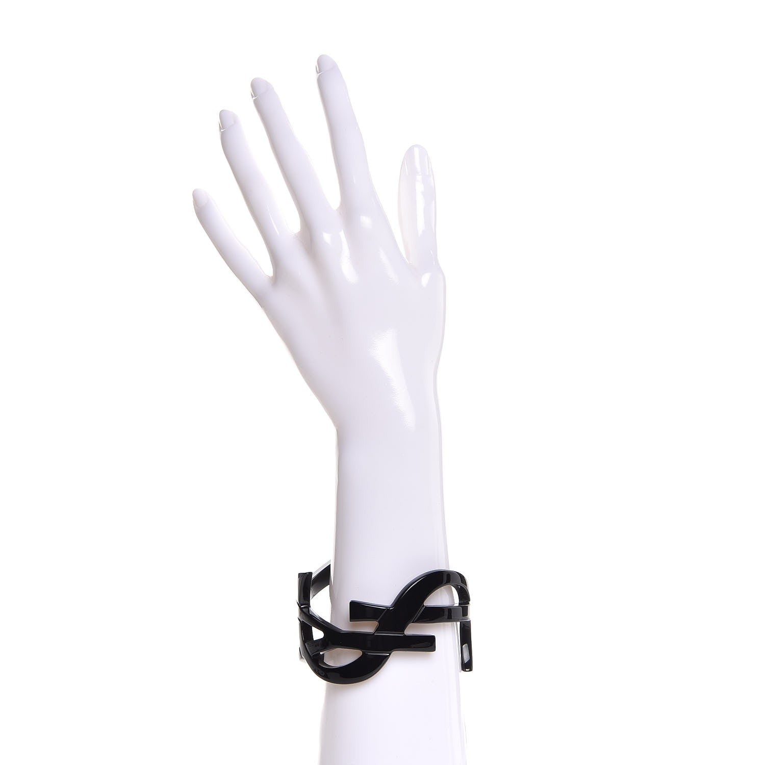 Saint Laurent Brass Monogram Medium Cuff Bracelet Black 2 of 4