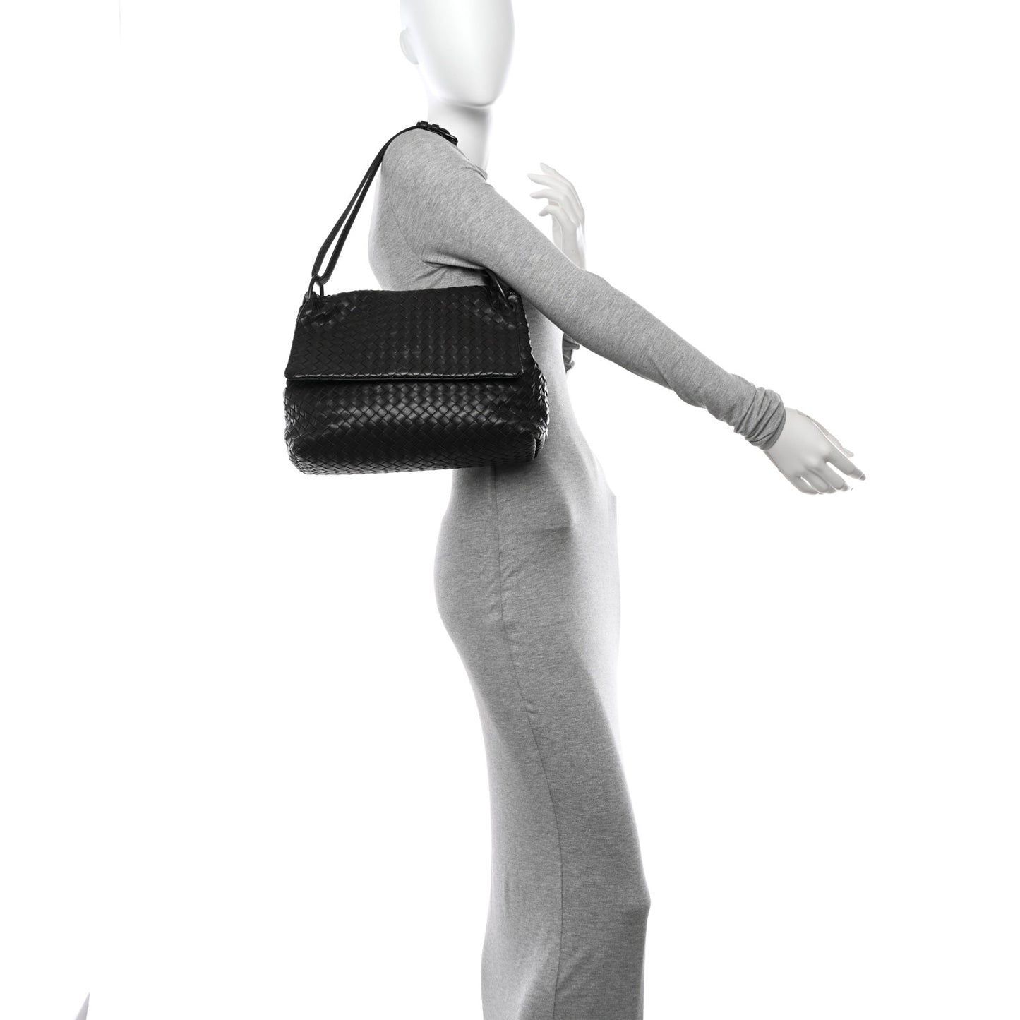 Nappa Intrecciato Flap Shoulder Bag Ebano