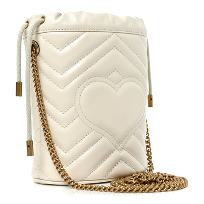 Gucci Calfskin Matelasse Mini GG Marmont 2.0 Bucket Bag White 3 of 11