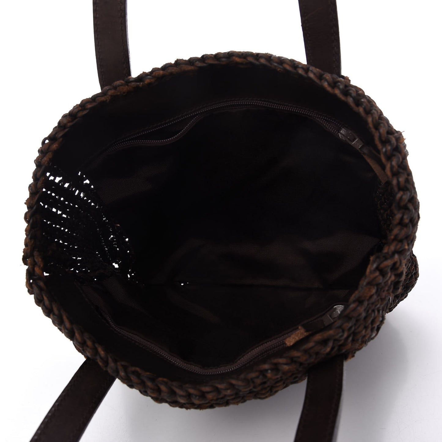 Calfskin Woven Tote Dark Brown