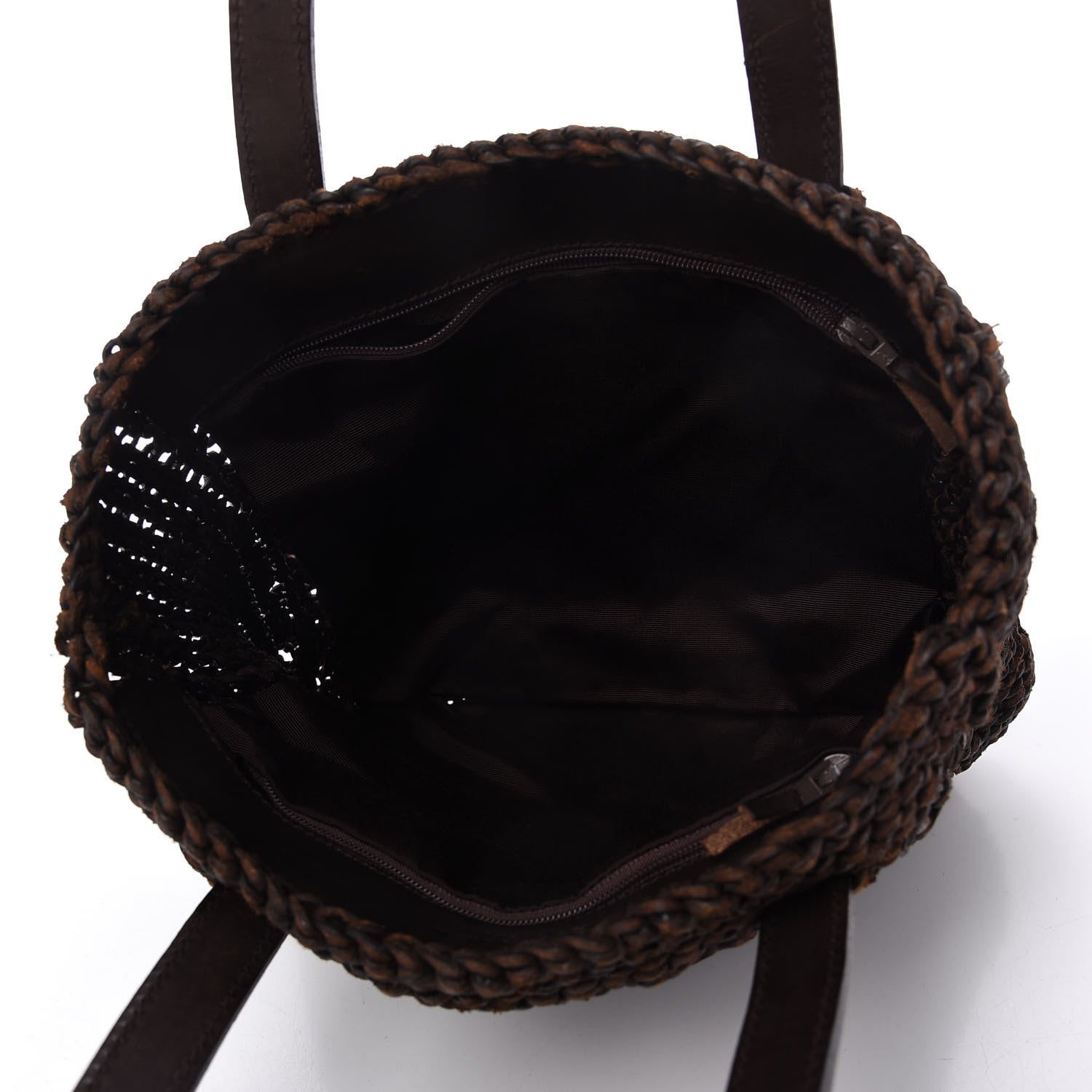 Chanel Calfskin Woven Tote Dark Brown 5 of 9