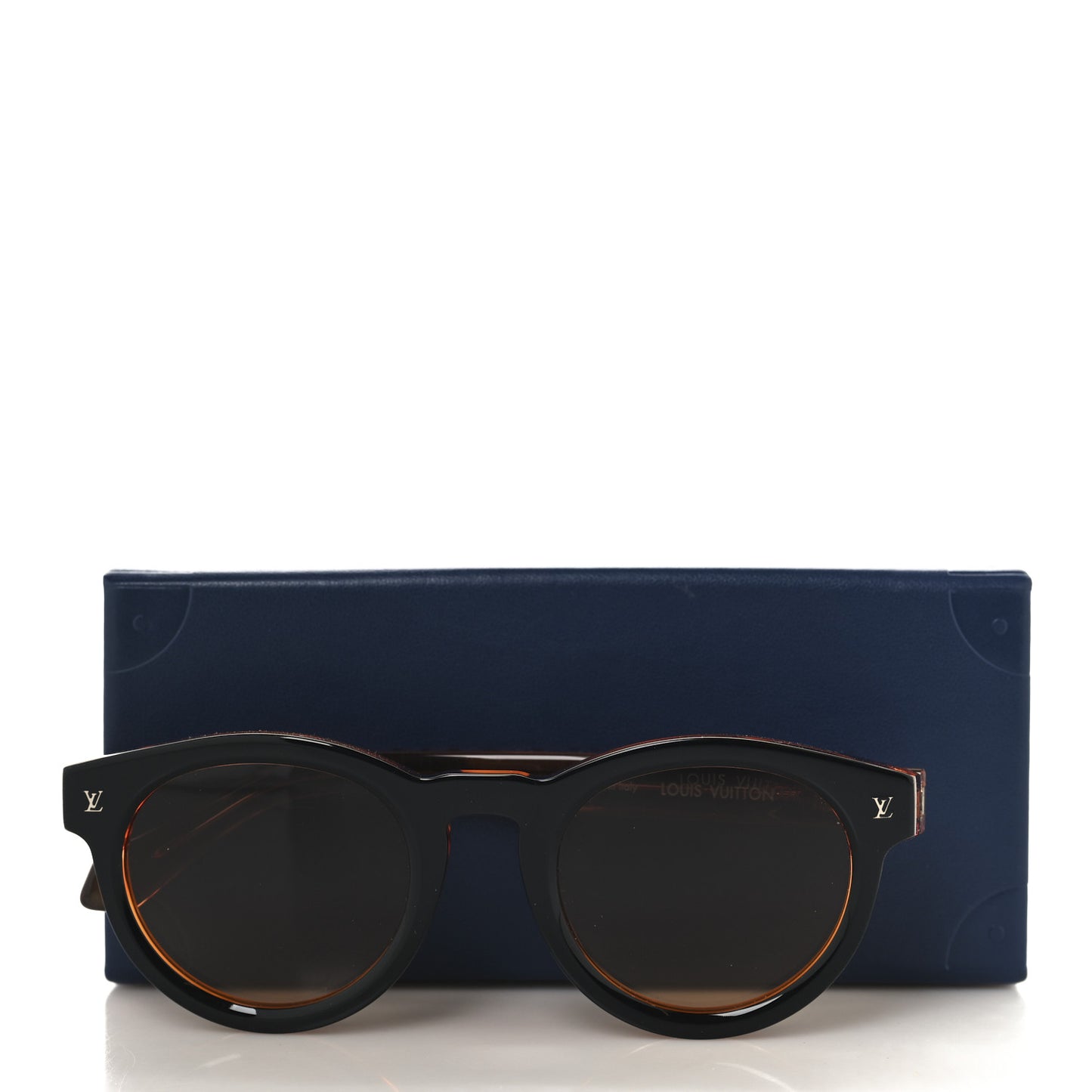 Acetate LV Urban Round Sunglasses Z2404W Black Orange