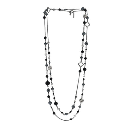 David Yurman Darkened Sterling Silver Black Onyx Hematite Quatrefoil Bead Chain Necklace 2 of 4