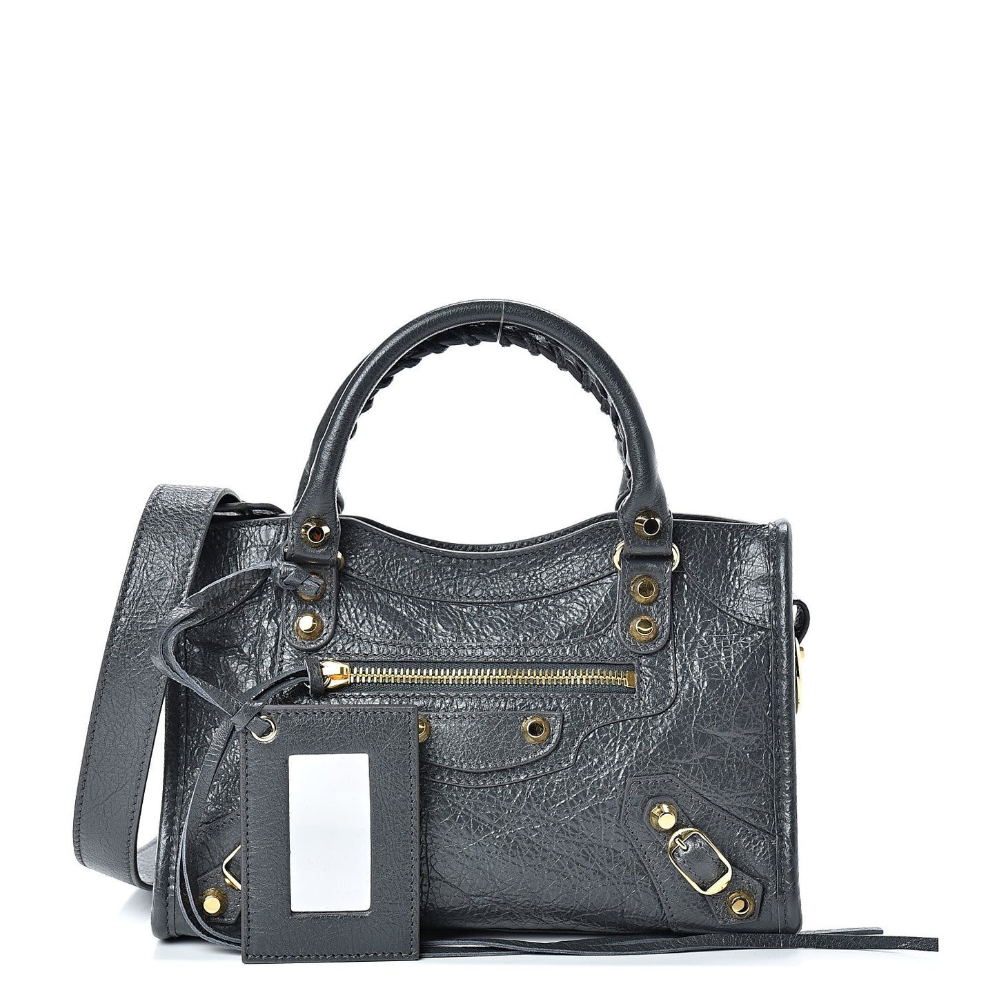 Agneau Classic Gold Hardware Mini City Gris Fossile