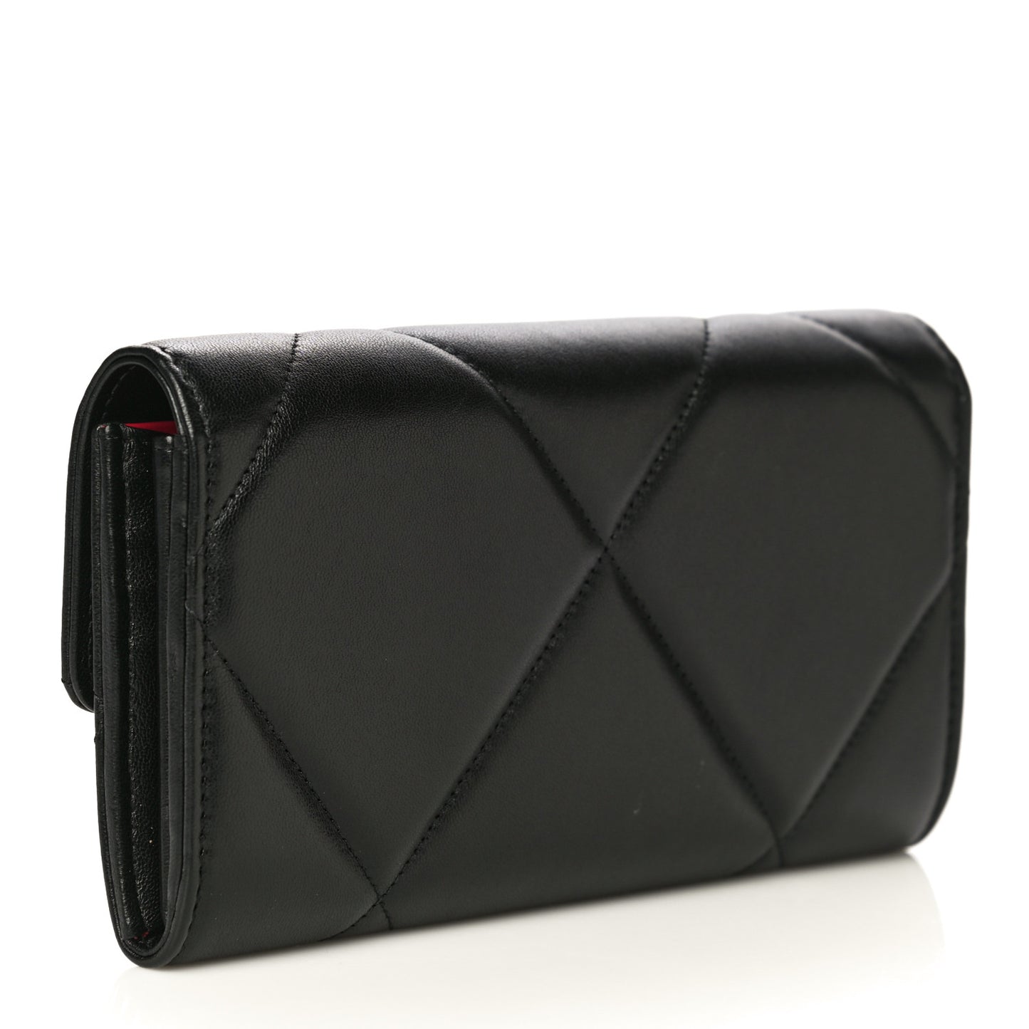 Lambskin Quilted Chanel 19 Flap Wallet Black