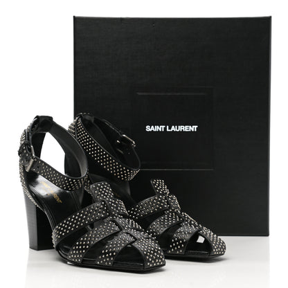 Saint Laurent Calfskin Studded Oak 75 Sandals 40 Black 9 of 9
