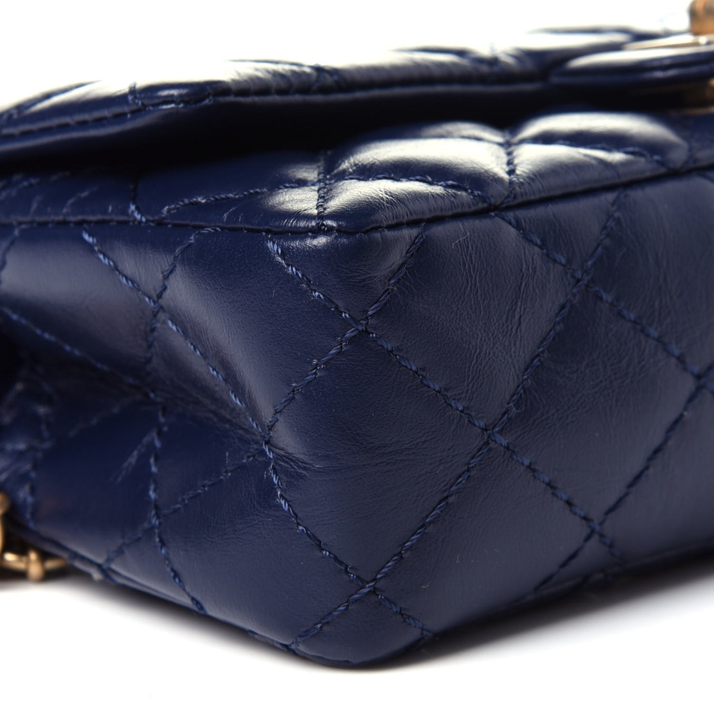 Aged Calfskin Quilted 2.55 Reissue Flap Belt Bag Clutch Navy