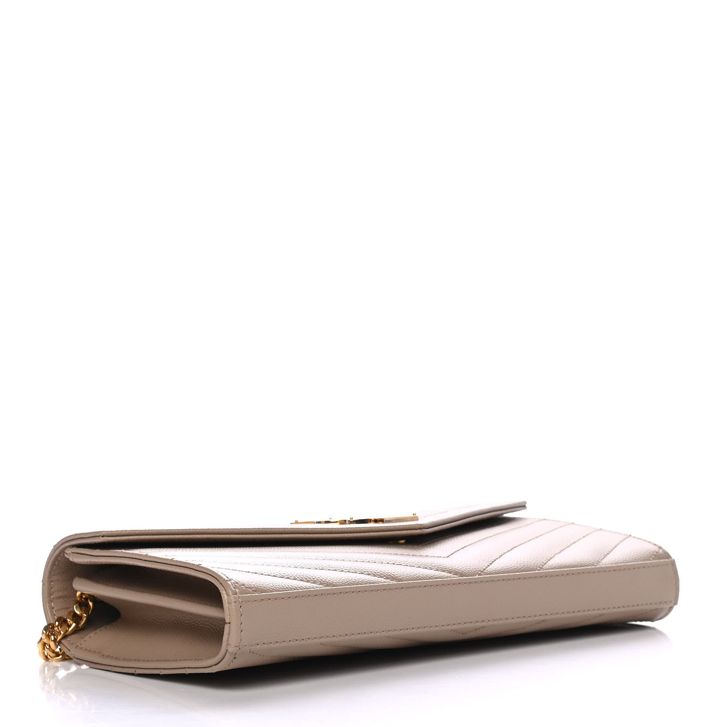 Saint Laurent Grain De Poudre Matelasse Chevron Monogram Chain Wallet Nude Powder 3 of 4