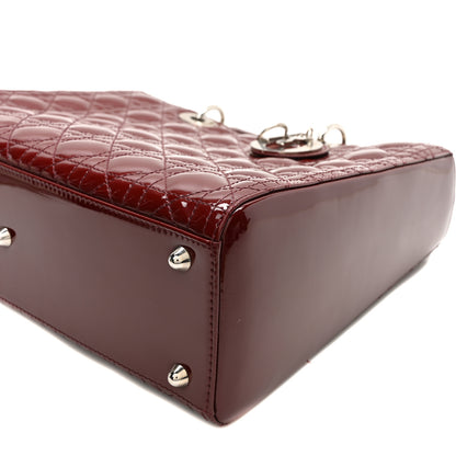 Christian Dior Patent Cannage Large Lady Dior Burgundy 9 of 9