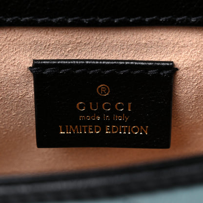Gucci Azalea Calfskin Enamel Matelasse Diagonal Super Mini Torchon GG Marmont Shoulder Bag Butter Dusty Azure Black Electric Blue 6 of 9